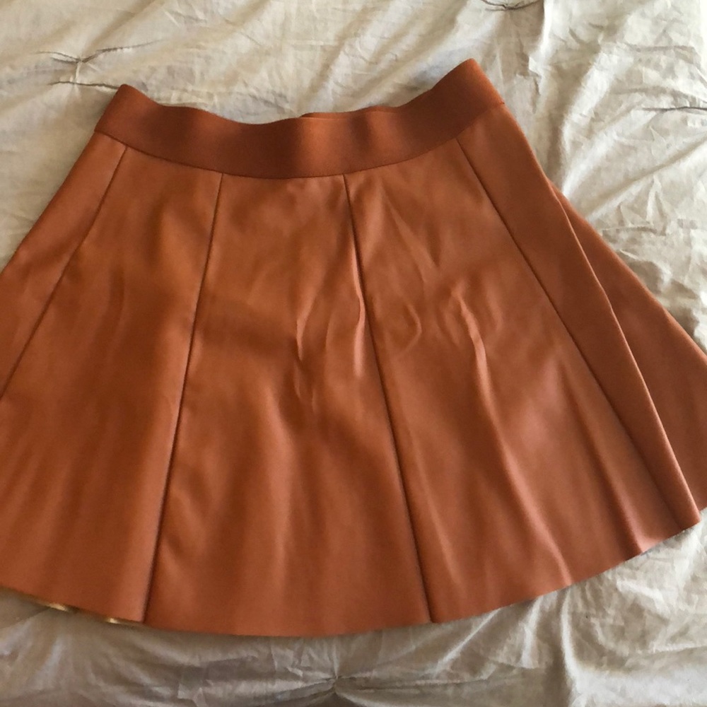Forever 21 tan leather mini skater skirt